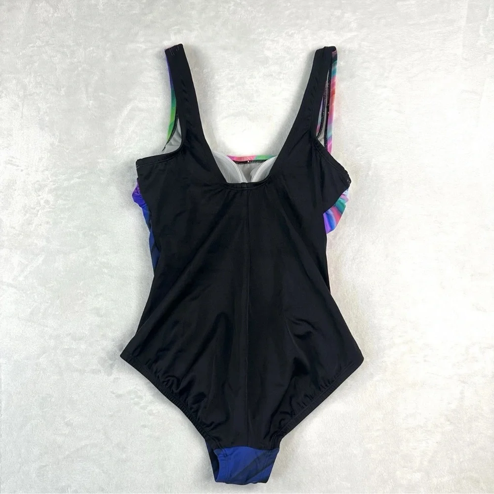 Swim Solutions One-Piece Swimsuit Size 8 Shape Solver Sport Colorful Lined NWOT - Picture 2 of 10